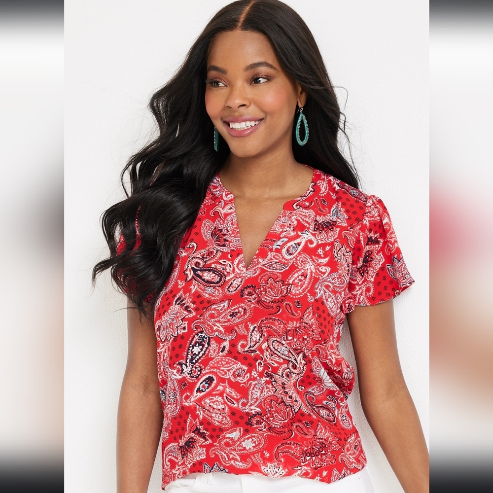 Maurices, Large, Atwood Paisley Flutter Sleeve Blouse